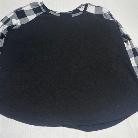 Acting Pro Black Buffalo Plaid Sleeve Raglan Long Sleeve Top 3x - Picture 3 of 8